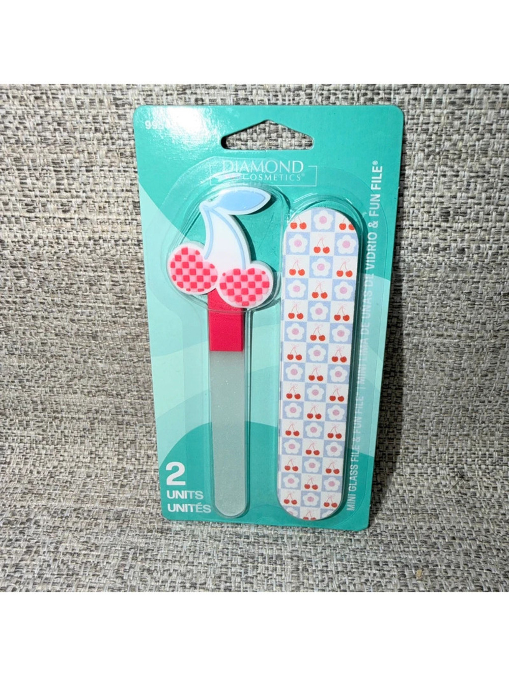 Cherry Nail Files 2pc Glass & Fun File Retro Checkered